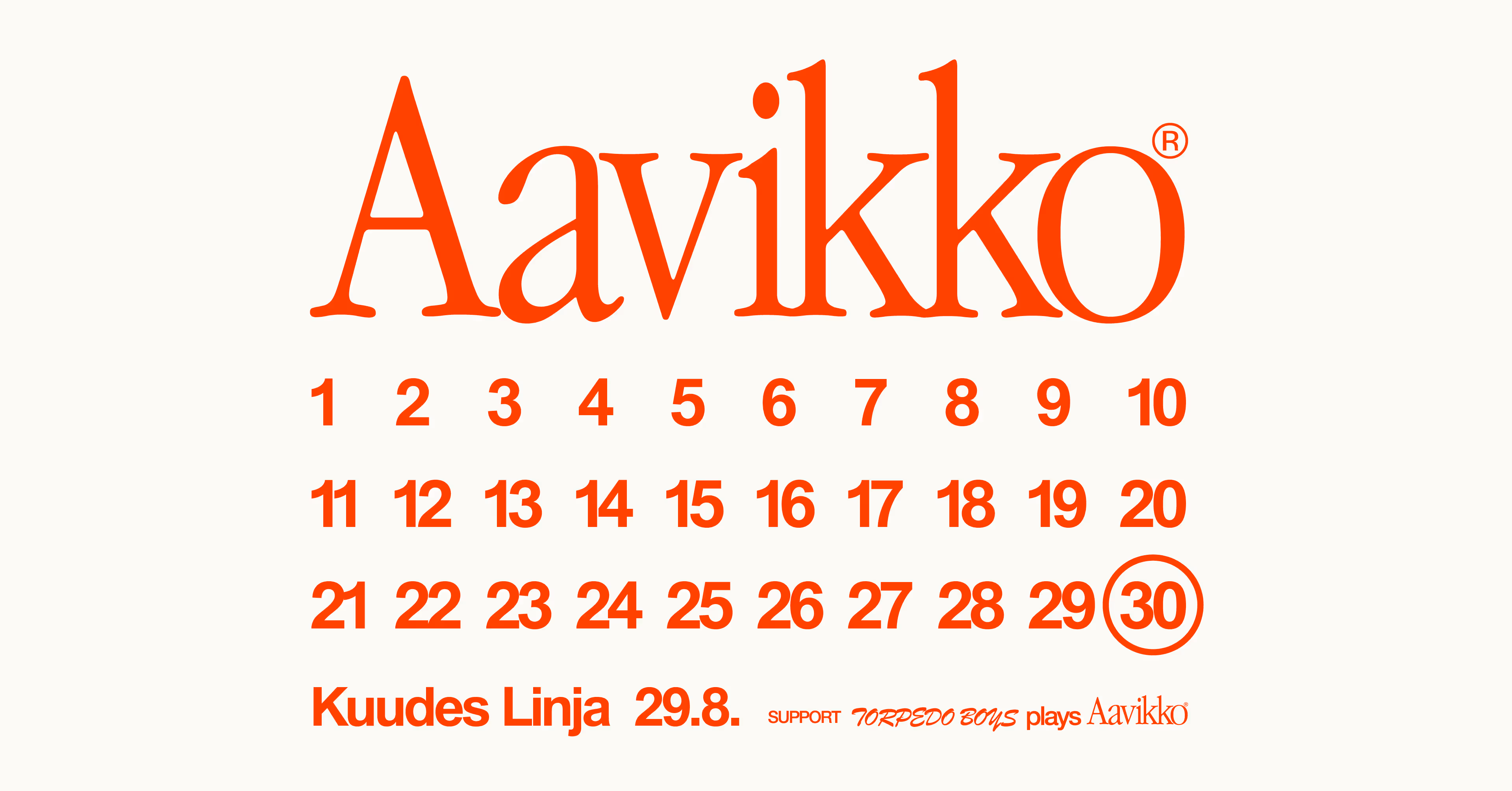 AAVIKKO 30 V JUHLAKEIKKA @ KUUDES LINJA, HELSINKI 29.8.