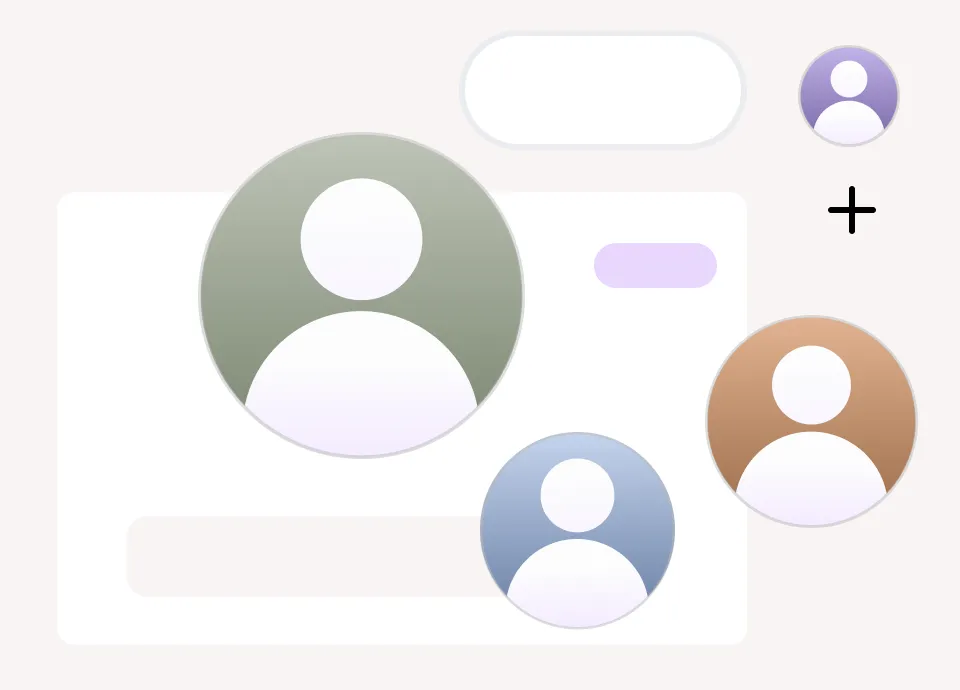 Image of four circular icons, each featuring an outline of a person in the center.