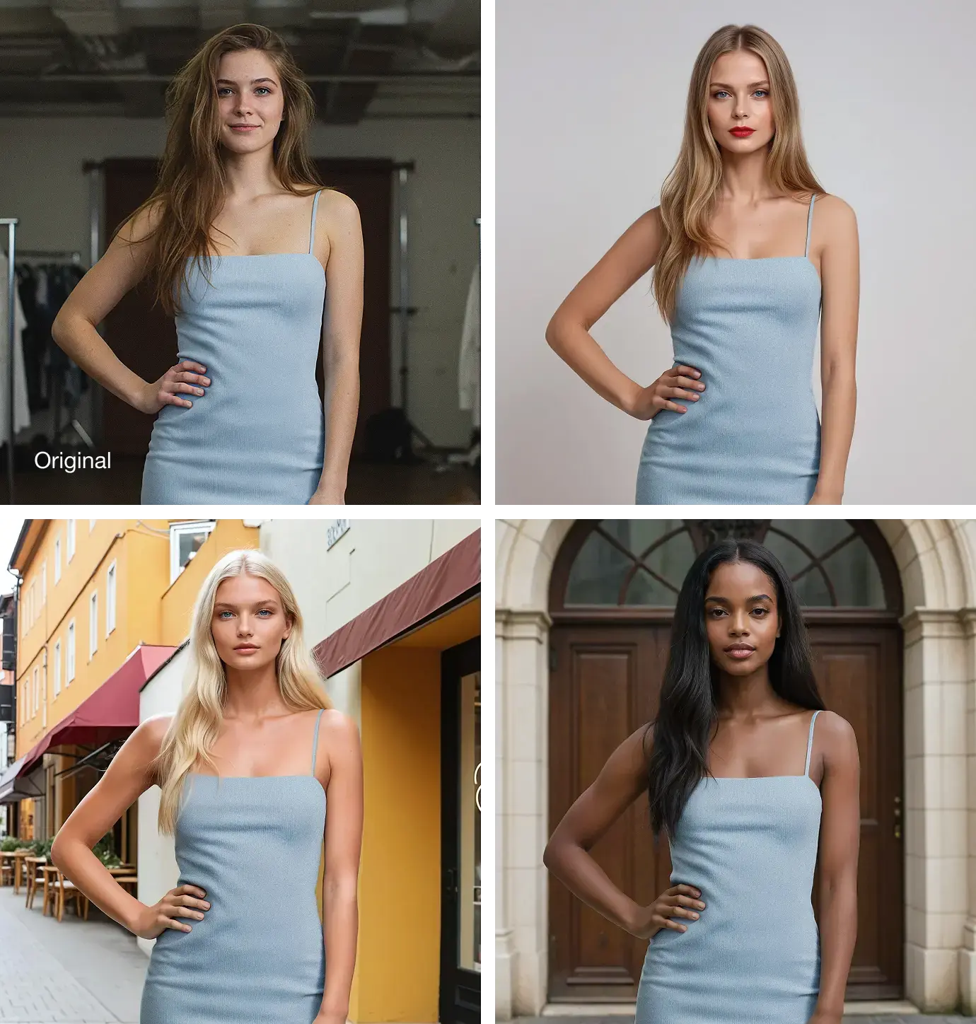 Differnet AI models wear same dress