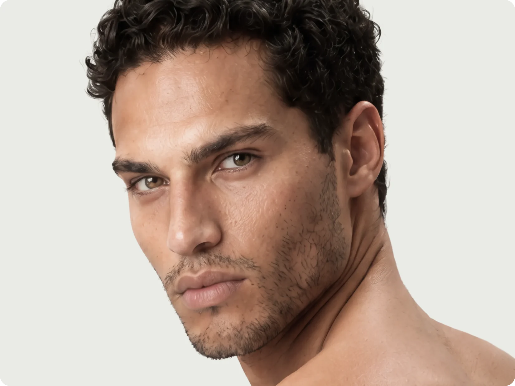 AI generated model portrait, close crop