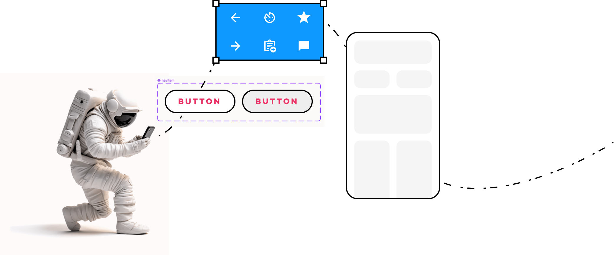 astronaut holding a mobile phone