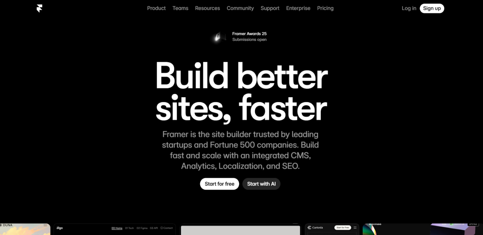 Screenshot of Rocket homepage that helps build better sites, faster by 2 times