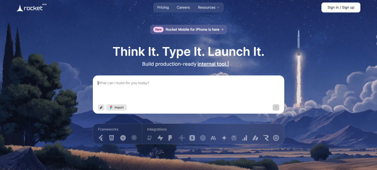 Rocket enables teams to build an entire application from a single prompt, accelerating development from idea to working product.