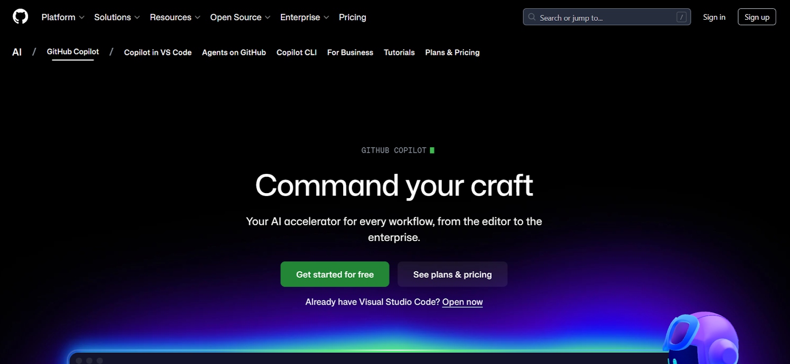 AI integrated into your editor, command line, and GitHub workflows to support development