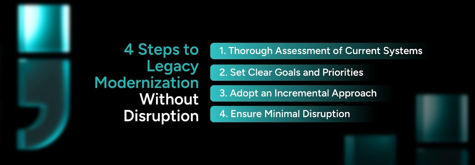 A four-step approach that helps enterprises modernize legacy systems smoothly without disrupting business operations.