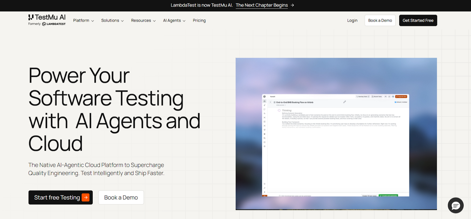 TestMu AI agents and cloud-powered testing helping teams run faster tests.