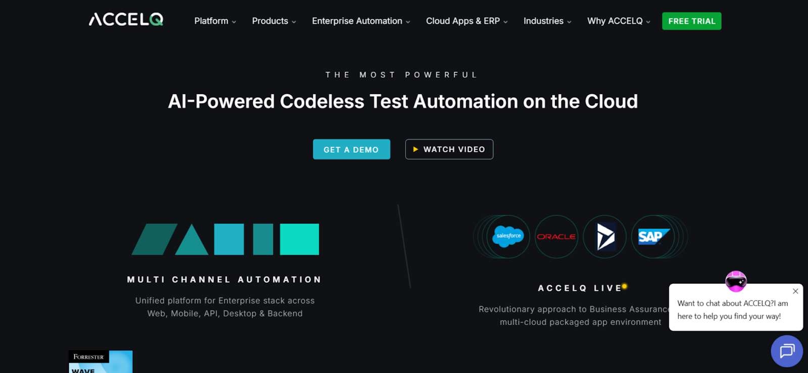 ACCELQ cloud-based AI platform enabling codeless test automation to help teams build.