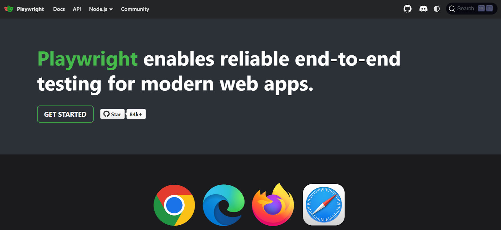 Playwright testing framework enabling reliable end-to-end testing for modern web applications.