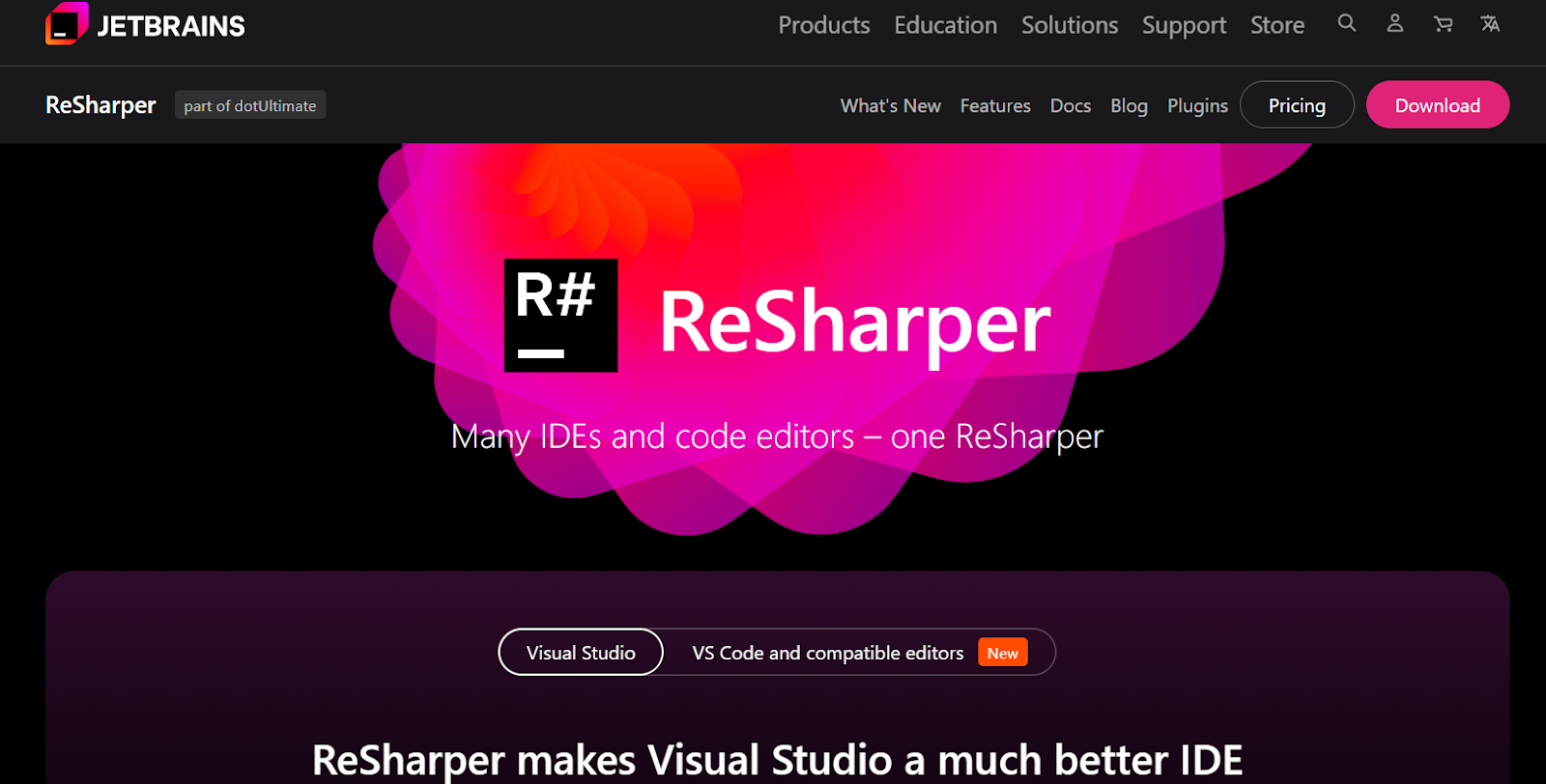 an image showing homepage of JetBrains ReSharper