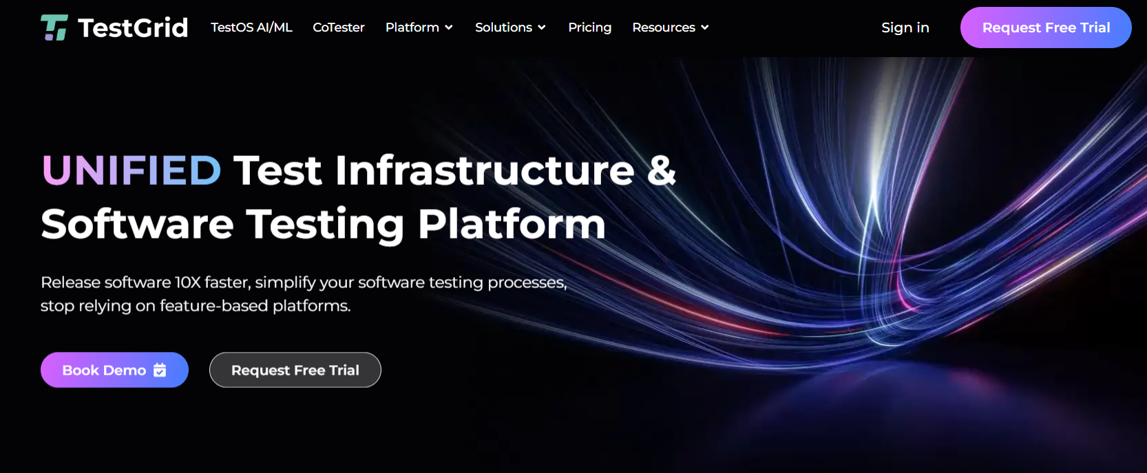 an image showing homepage details of TestGrid
