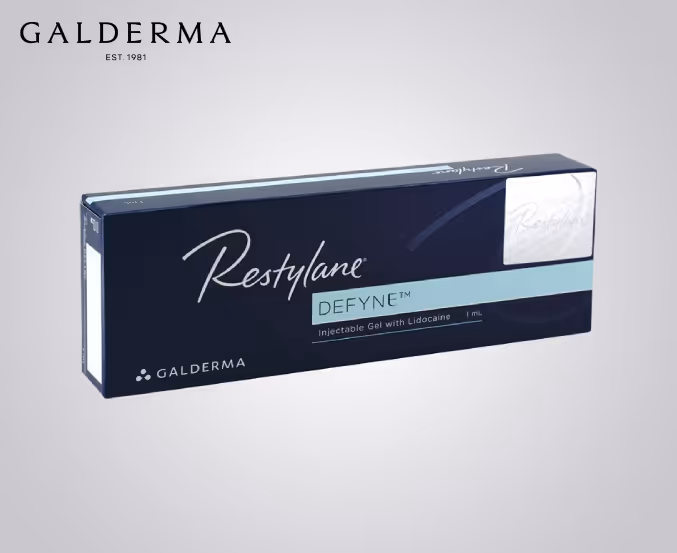 Verpackung Restylane® Defyne™ auf weißem Hintergrund