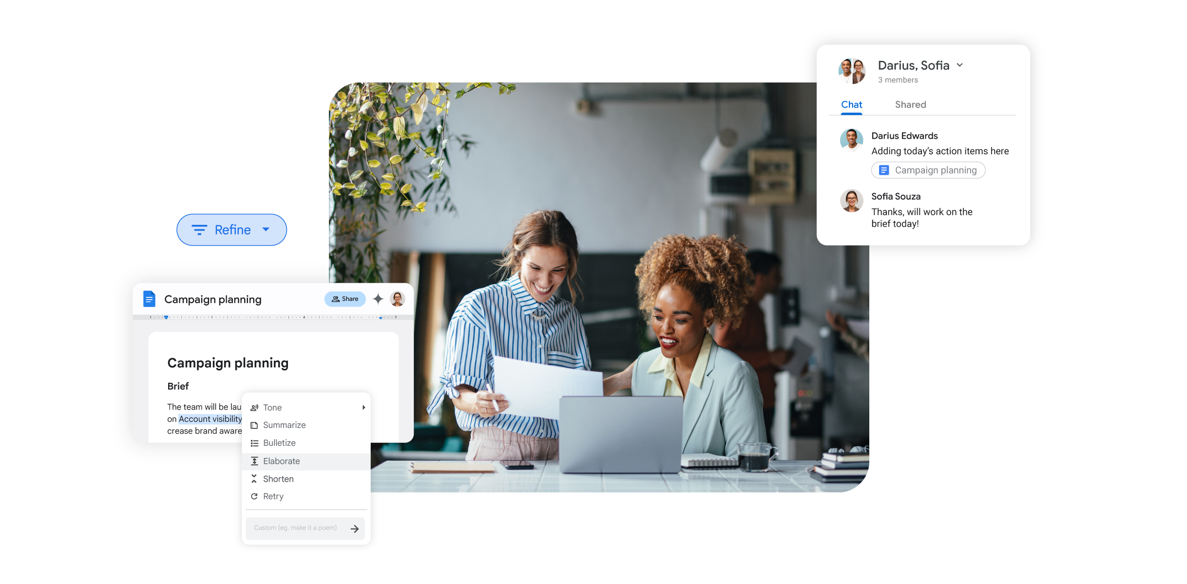 Women founders collaborating with Google Workspace