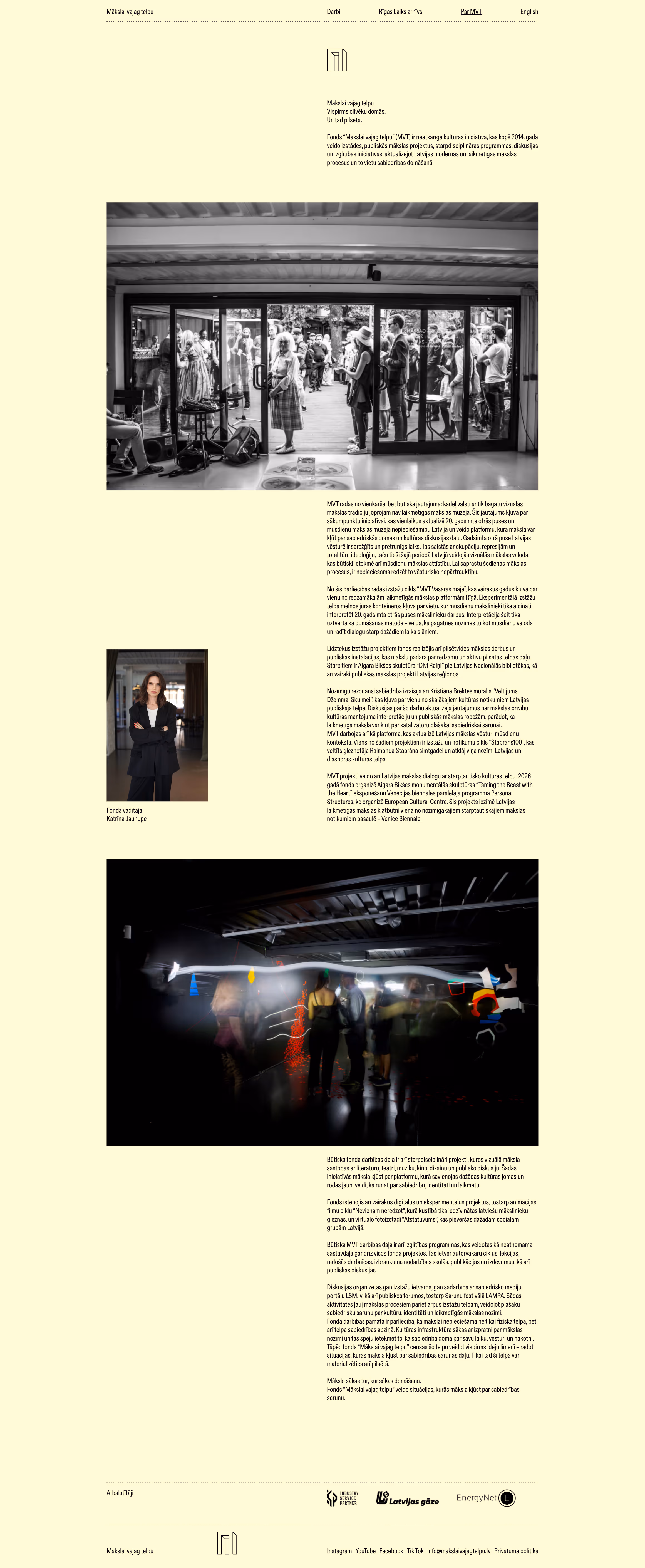 Mākslai vajag telpu website — About page