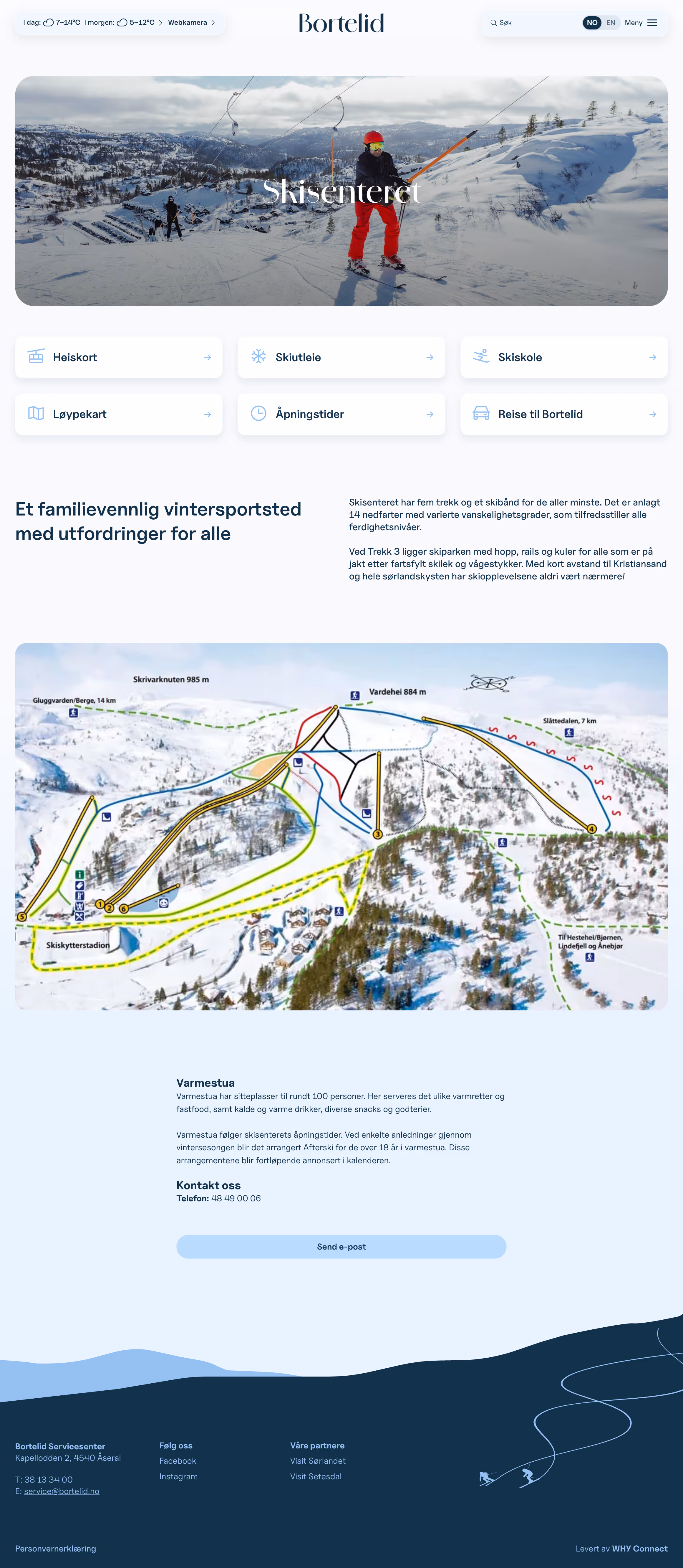 Bortelid website — ski centre page (winter)
