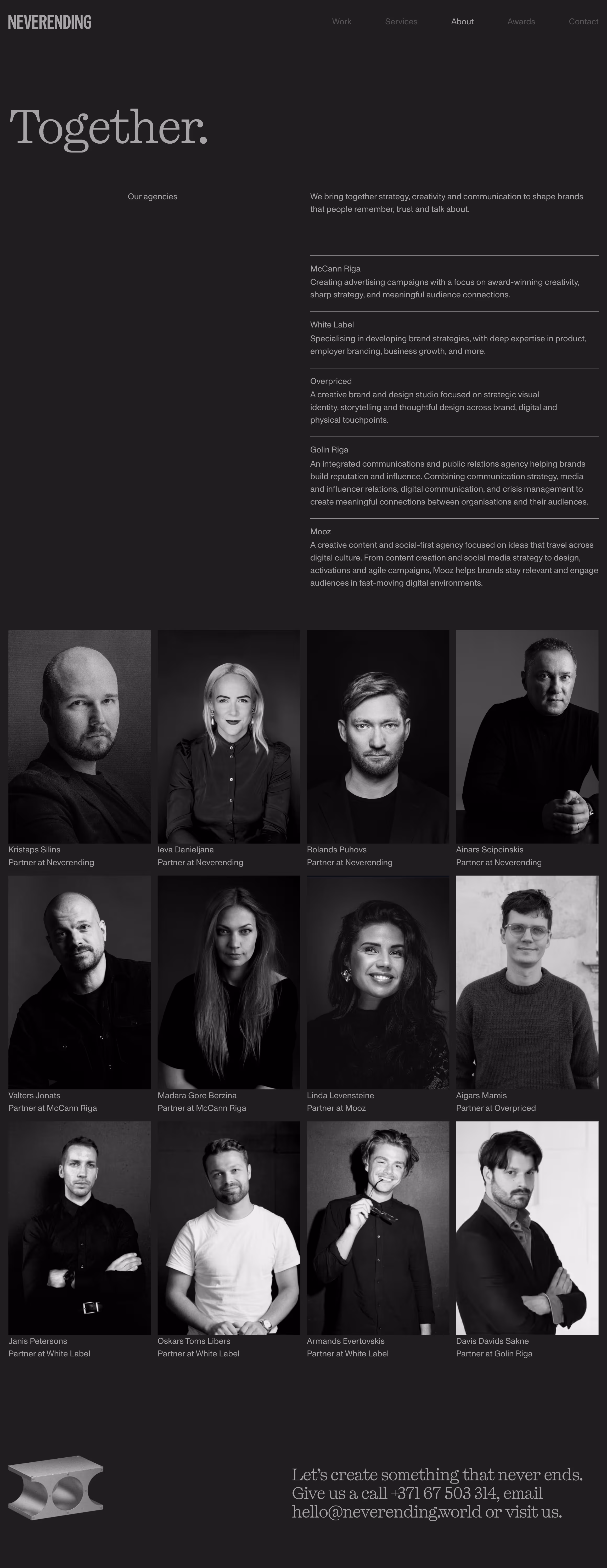 Neverending website — About page