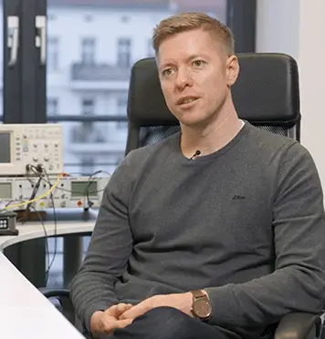 Employer branding video interview with company representative in modern office setting