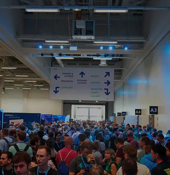 Crowd attending a major tech conference in Berlin captured for a Graphrs event recap video