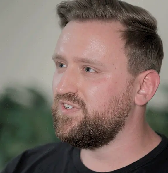 Professional corporate interview video featuring a company representative in Berlin
