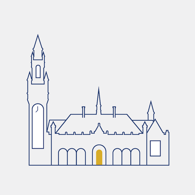 Een illustratie van het Vredespaleis gemaakt door Studio Piraat.