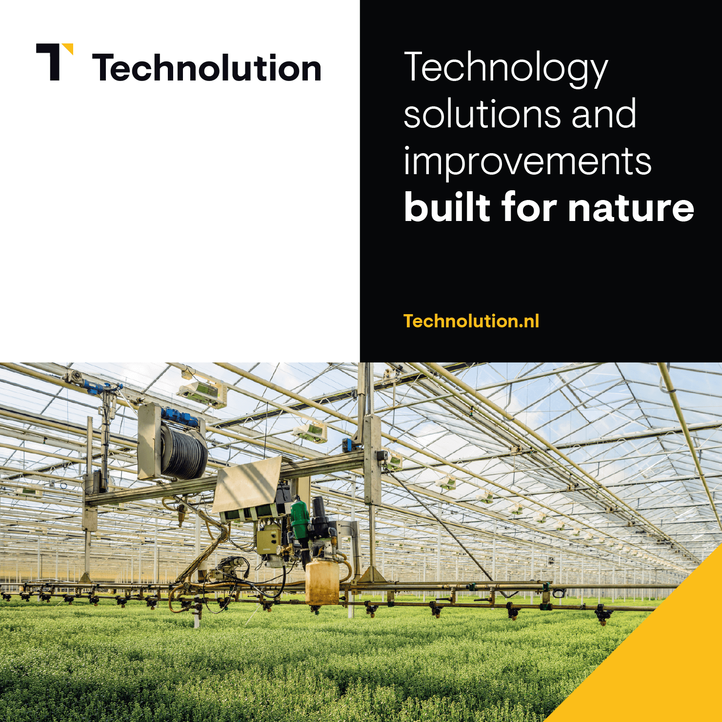 Een grafische uiting gecombineerd met fotografie van Technolution ontworpen door Studio Piraat.