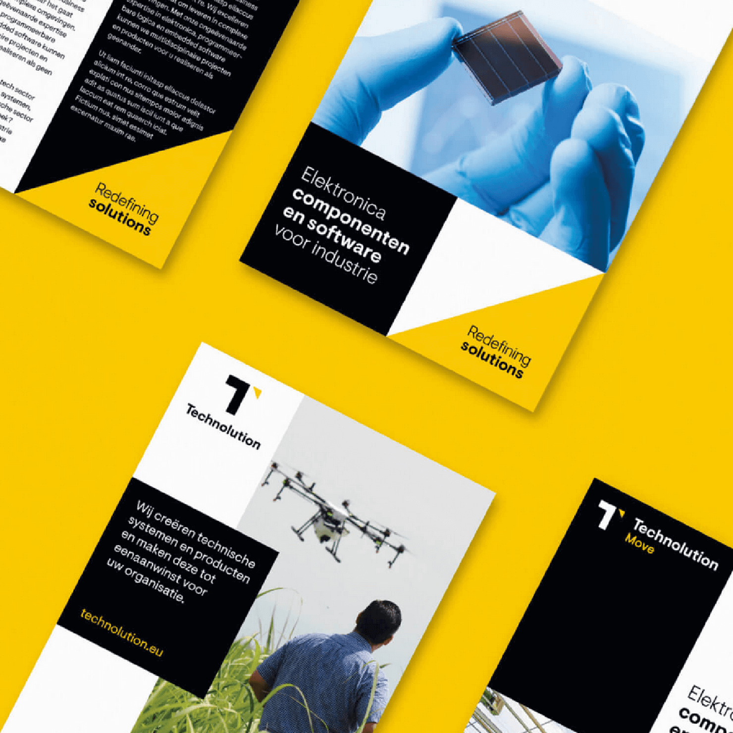 Flyers in de stijl van Technolution ontworpen door Studio Piraat.