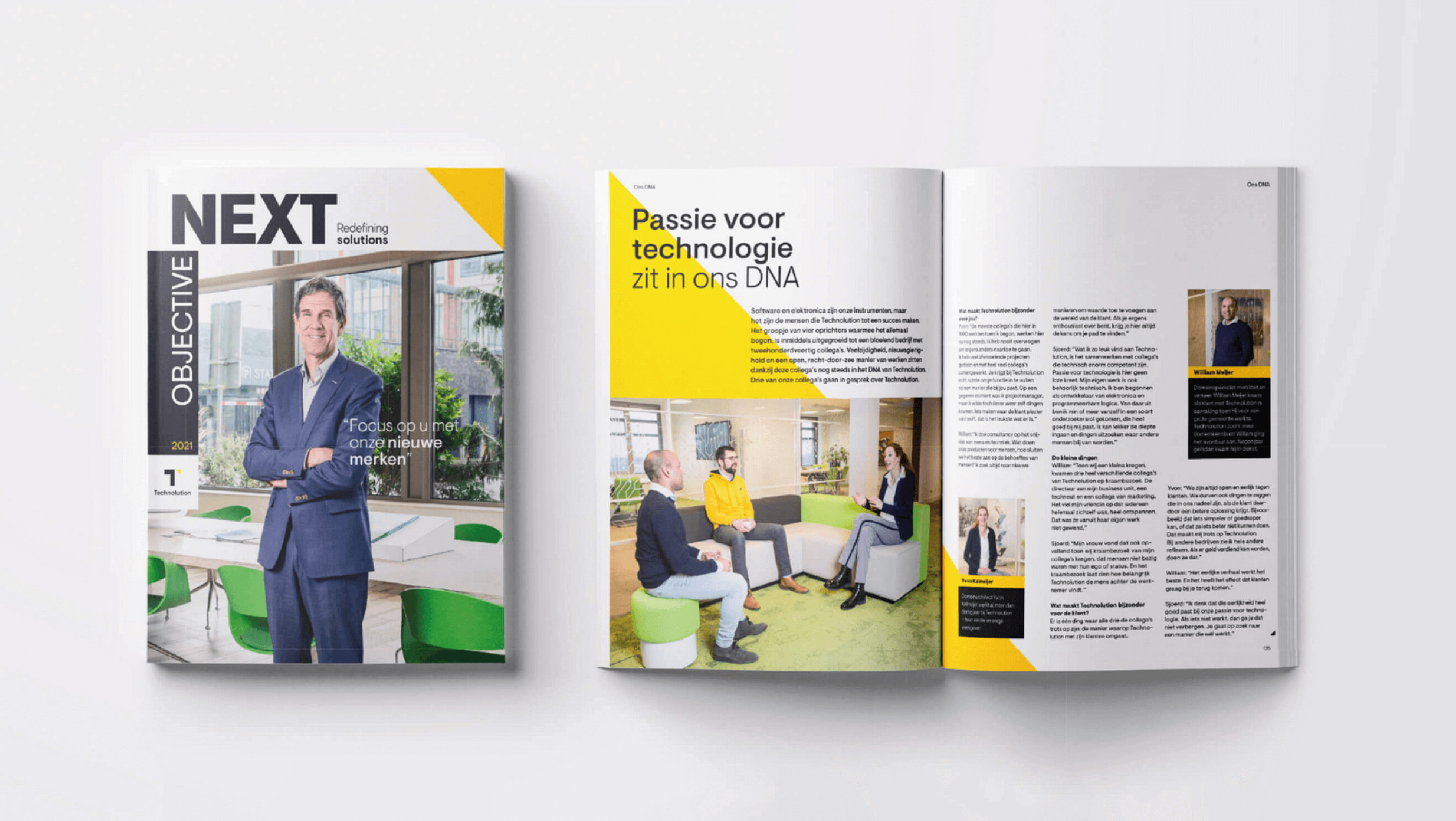 De kaft en het binnenwerk van een brochure van Technolution ontworpen door Studio Piraat.