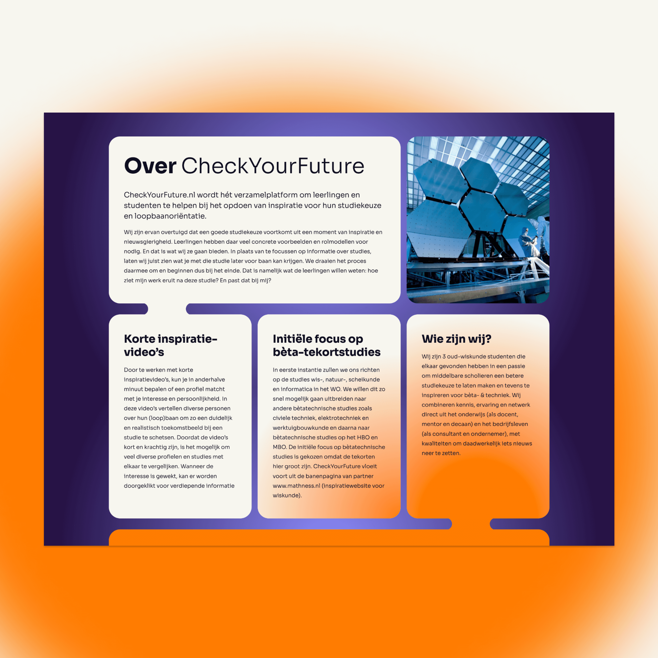 Een schermafbeelding van de website van Check Your Future.