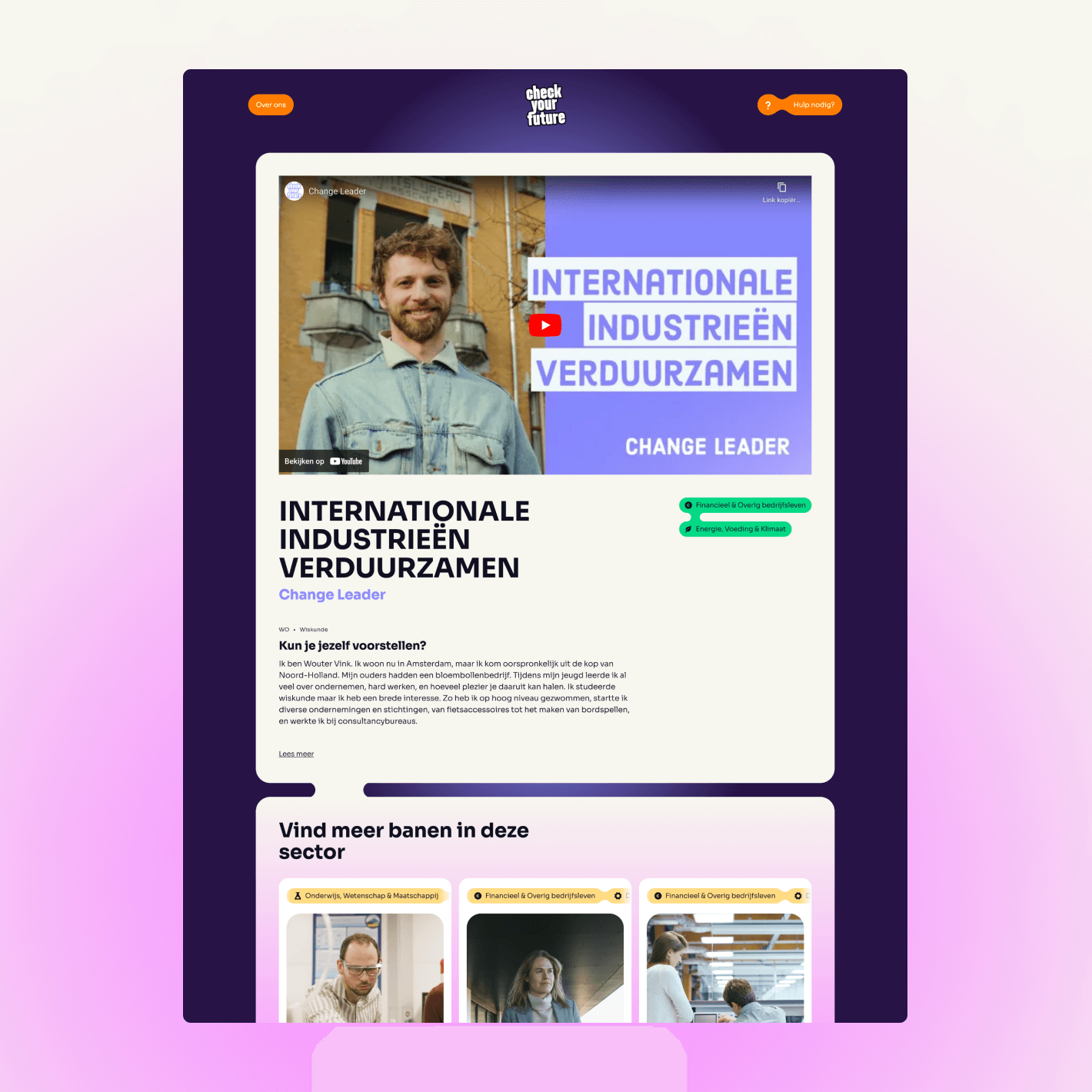 Een schermafbeelding van de website van Check Your Future.