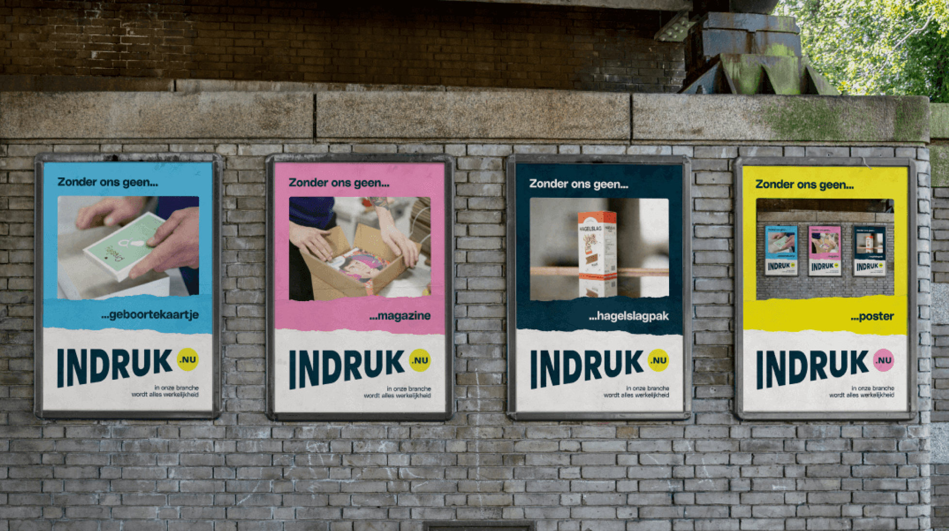 Vier posters van Indruk.nu ontworpen door Studio Piraat.