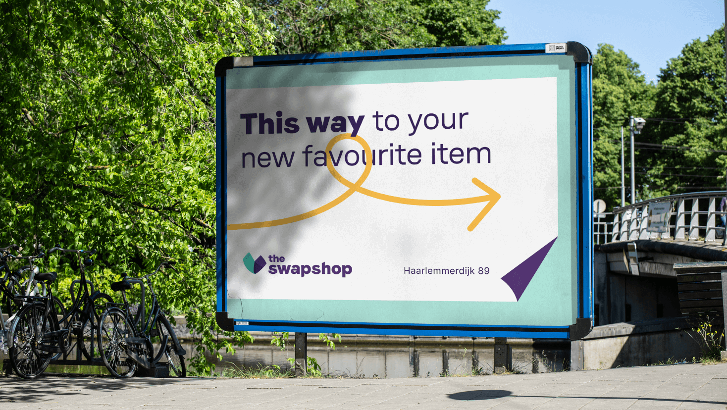 Een banner van The Swapshop ontworpen door Studio Piraat.