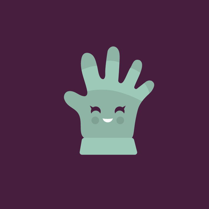 Een geïllustreerde handschoen door Studio Piraat.