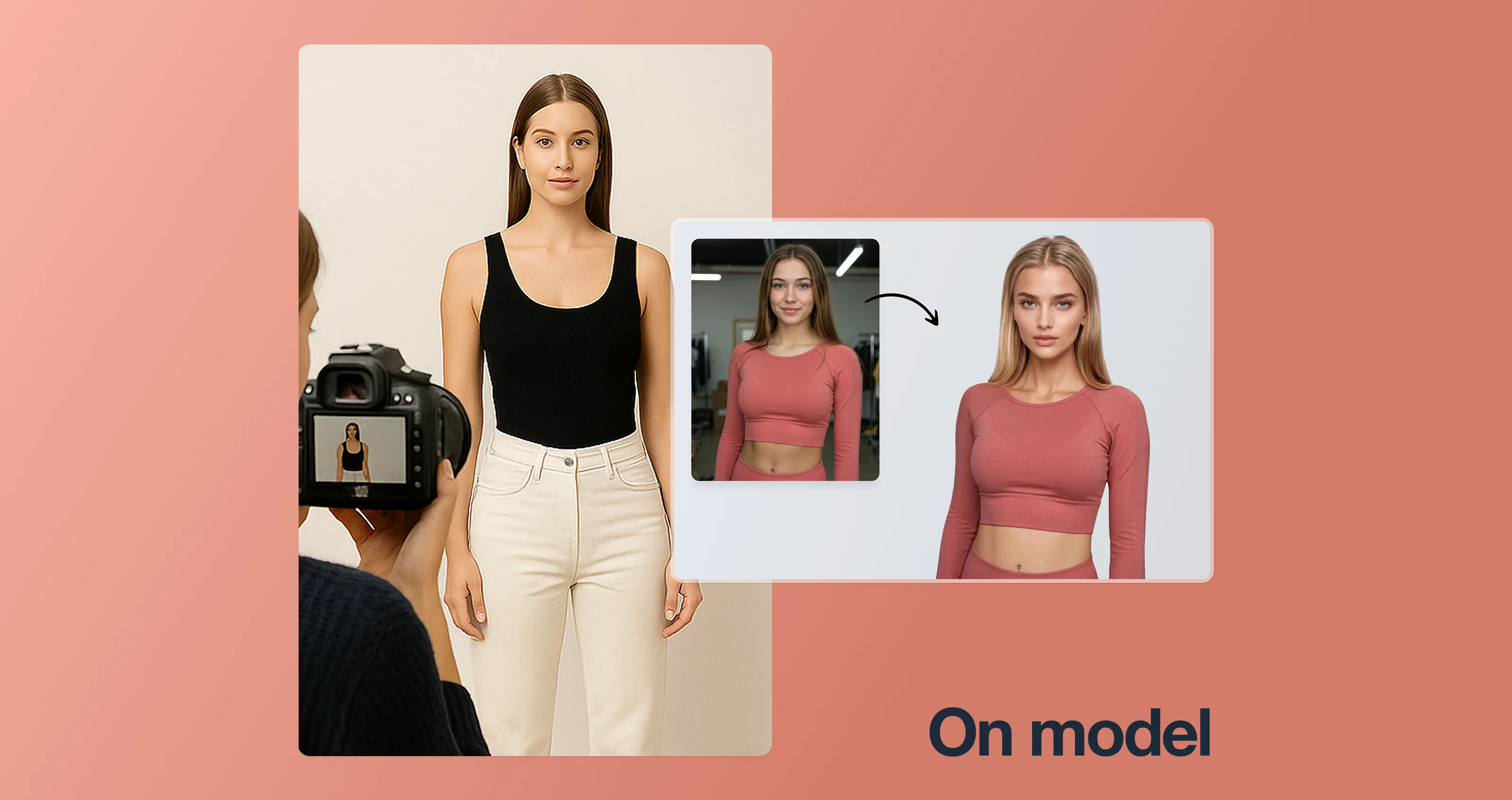 Images of an on model workflow with Botika.