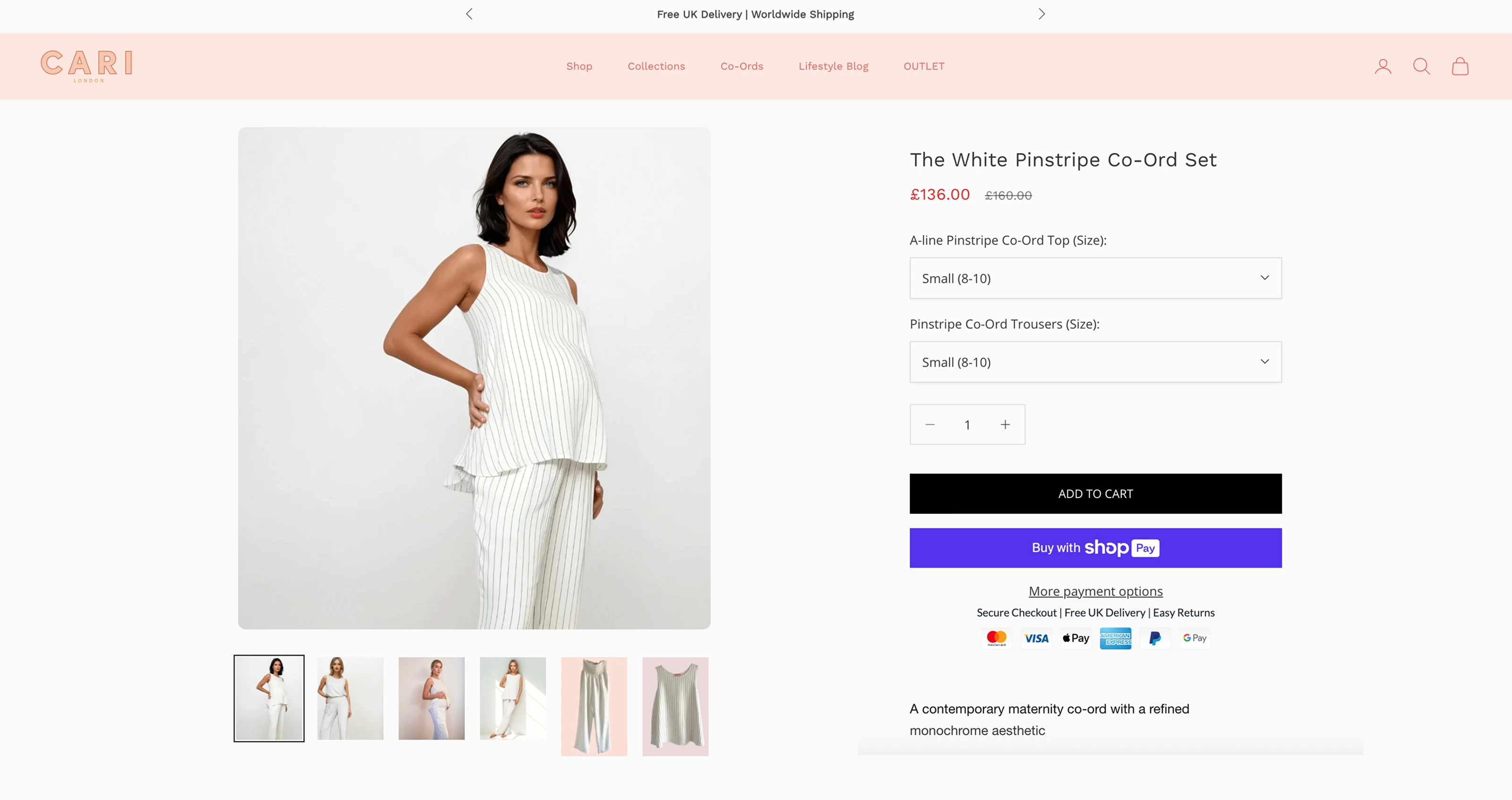 Screenshot of a product page on CARI's website showcasing a Botika AI model.