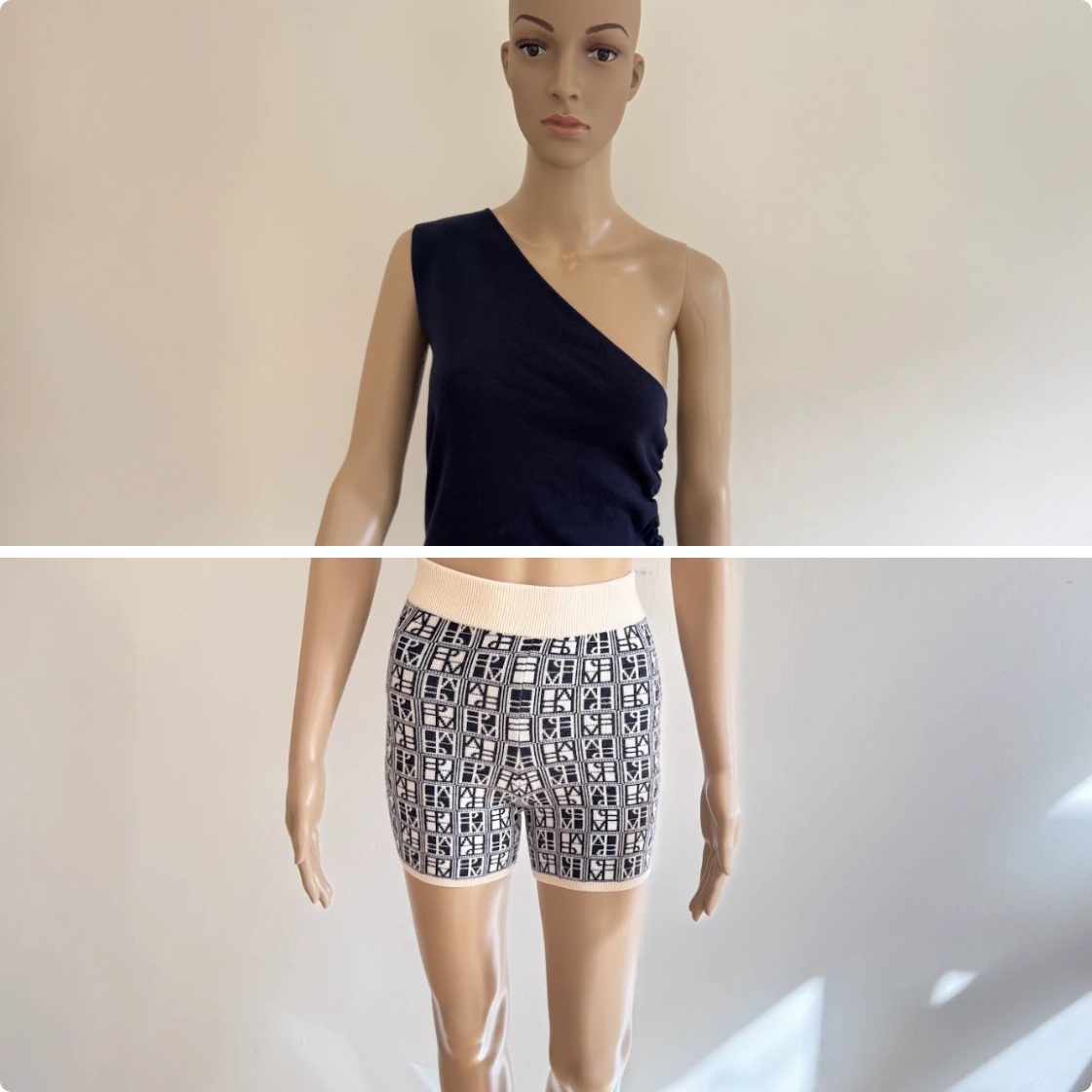 Original image of a model outside half in shadow wearing a tank top.
