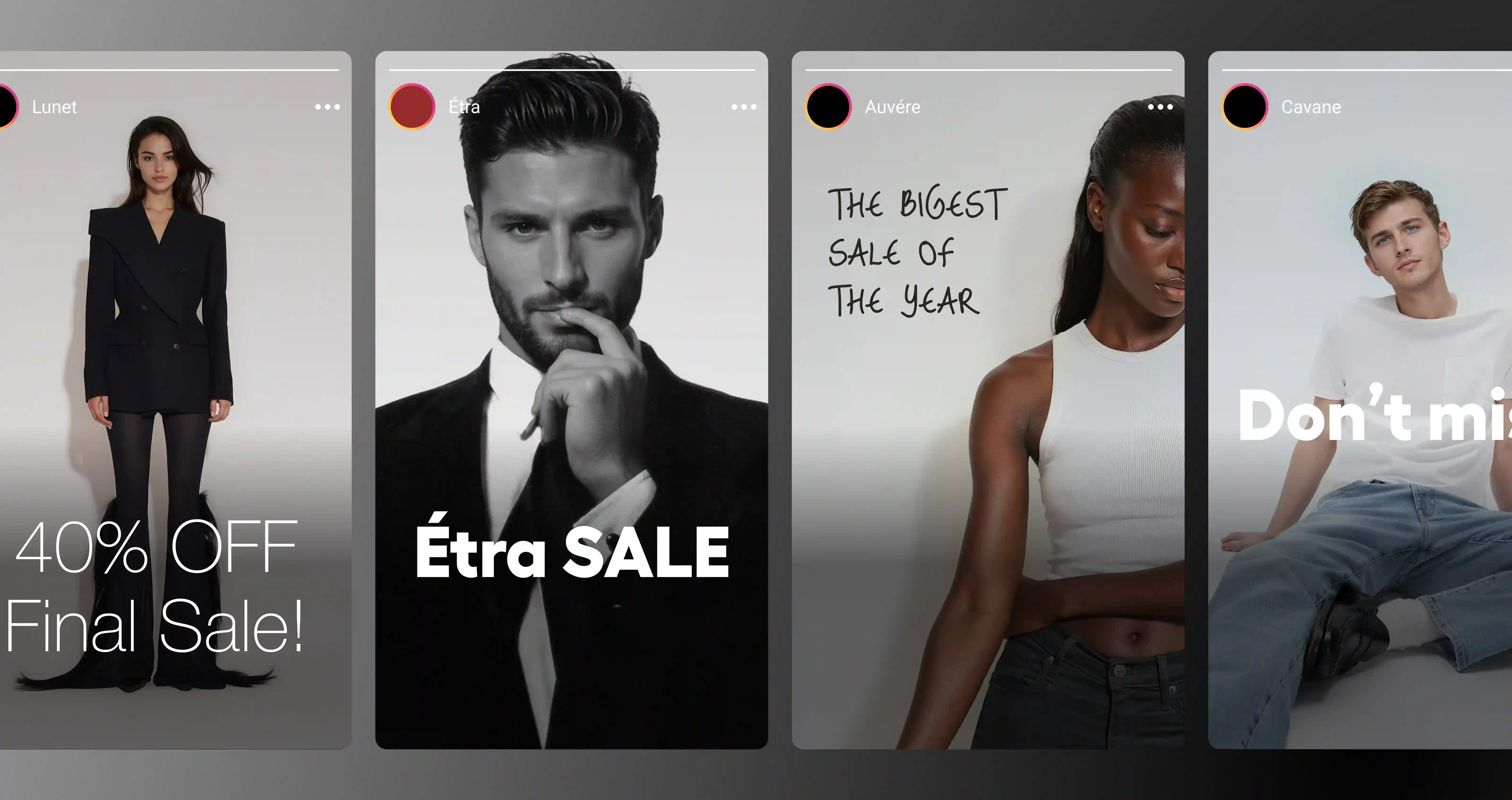 Film strip of holiday eCommerce strategy images from brands on Instagram.