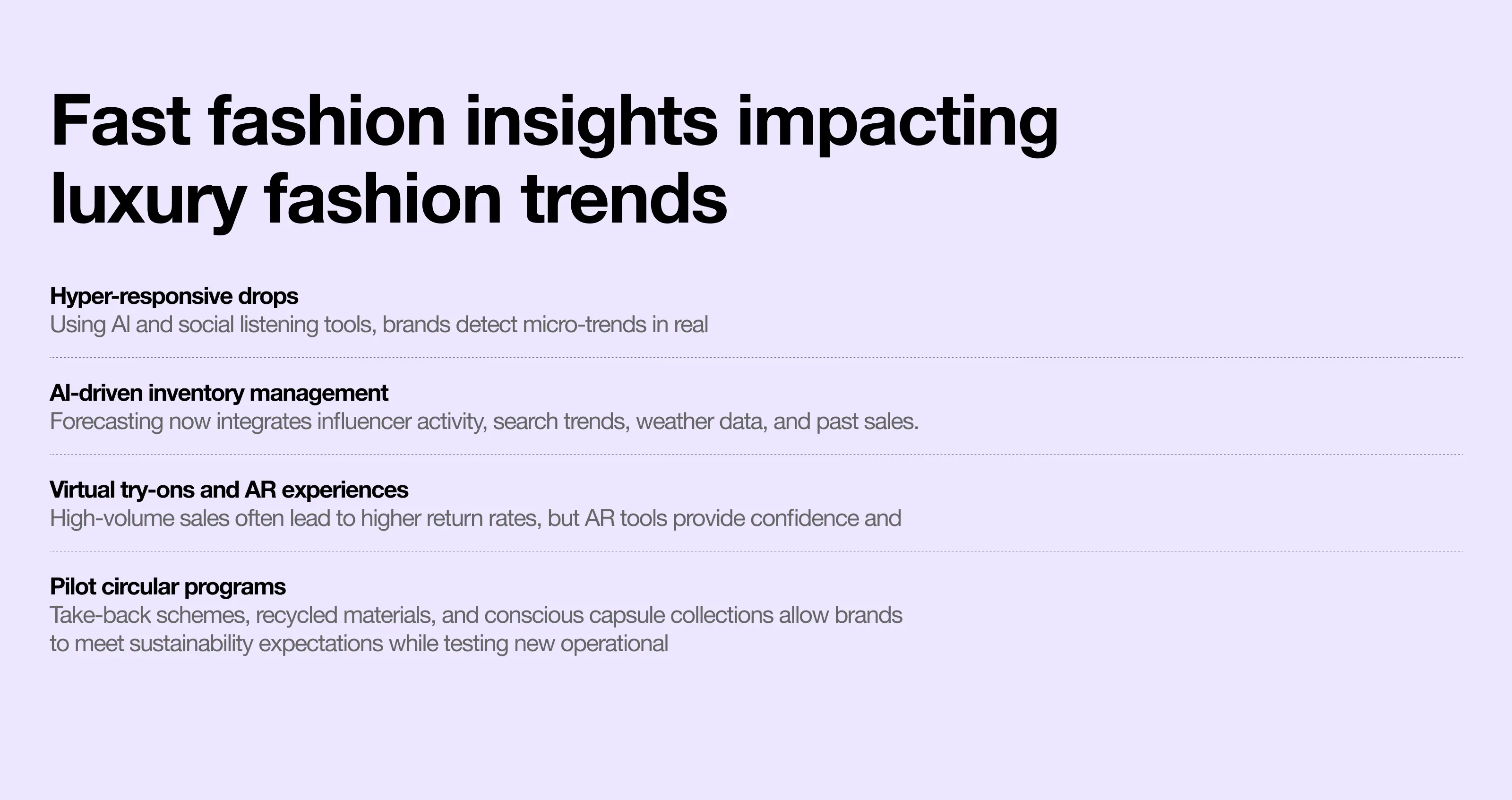 Chart of "Fast fashion insights impacting luxury fashion trends"