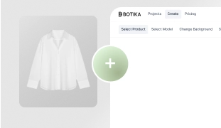 Screenshot of the create screen in the Botika flat lay product workflow.