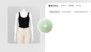 Screenshot of the create screen in the Botika mannequin product workflow. 