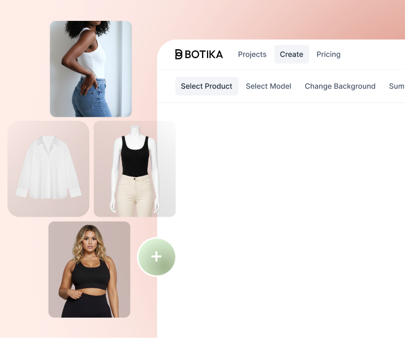Screenshot of Botika's select from one of four types of products to create an image of. 