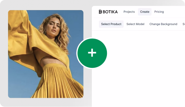 Screenshot of the create screen in the Botika on model product workflow. 