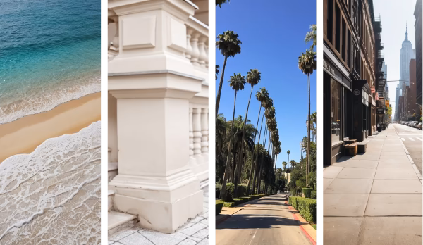 Grid of various backgrounds for a Botika fashion mannequin product image