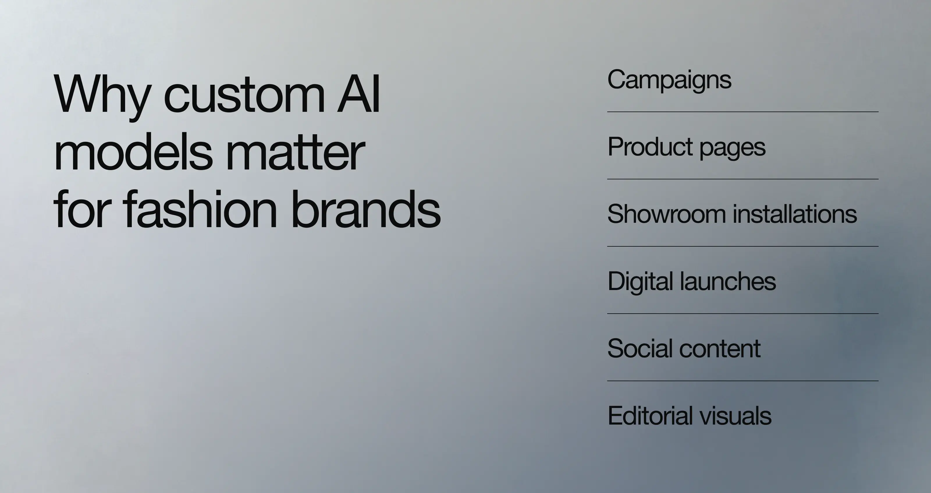 Chart listing why custom AI models matter for fashion brands. 
