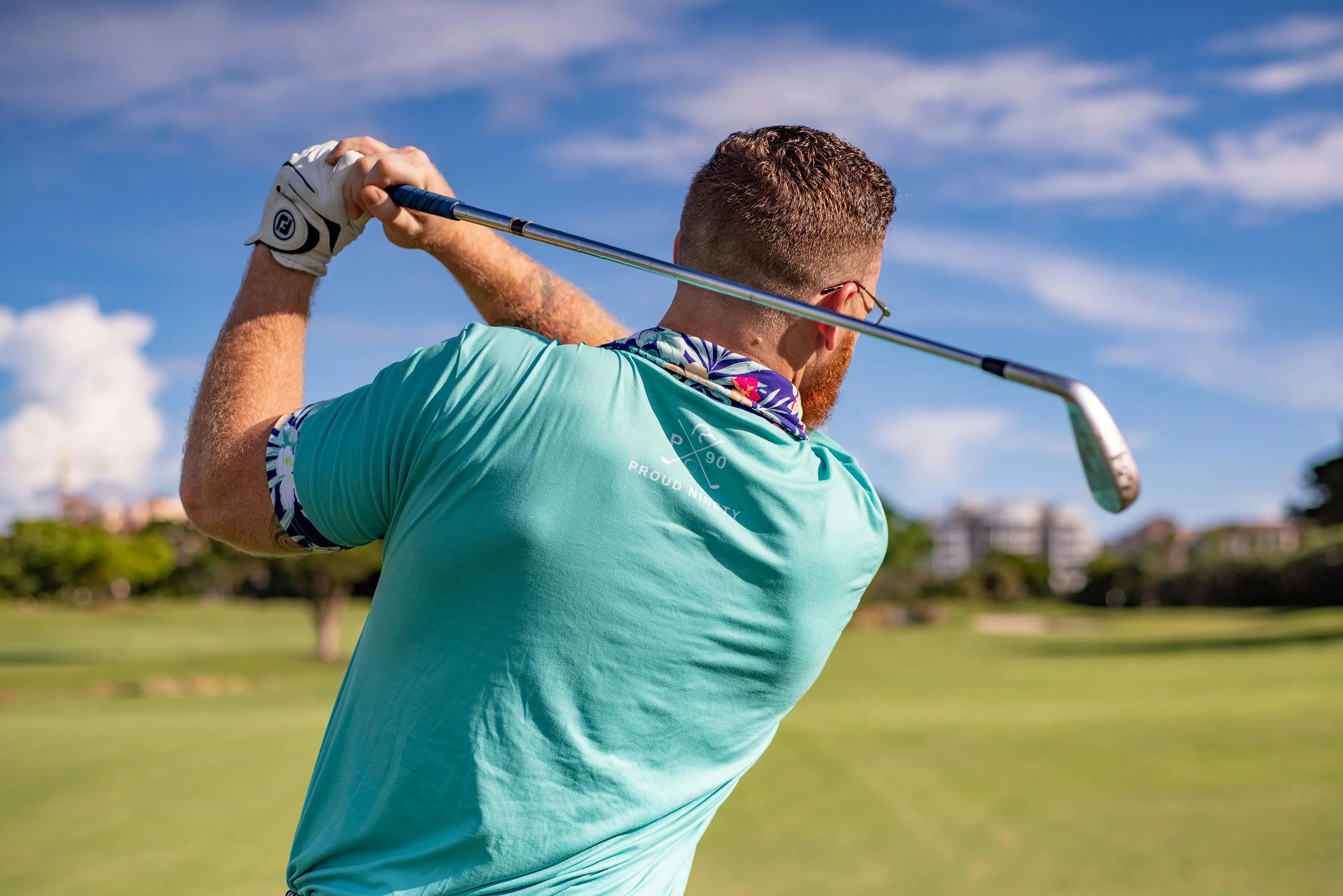 Playing golf stock image