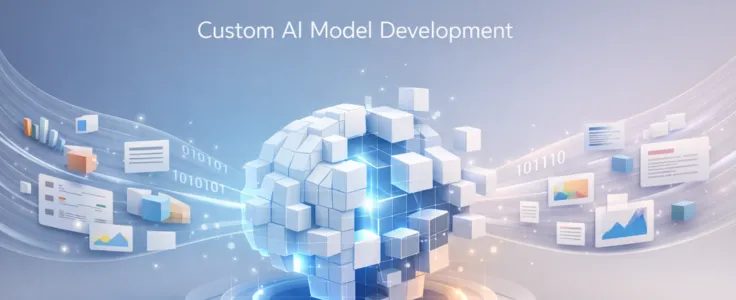 Custom AI model being trained with data inputs to generate predictions and intelligent insights