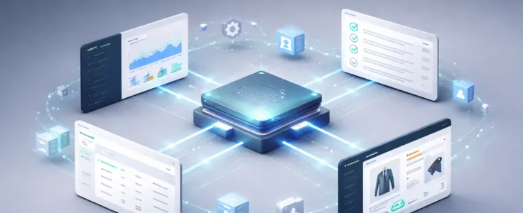 AI backend system connecting multiple software applications through structured data and API integrations