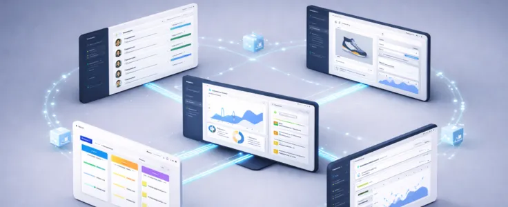 Integrated business software systems sharing data and workflows through a unified AI platform