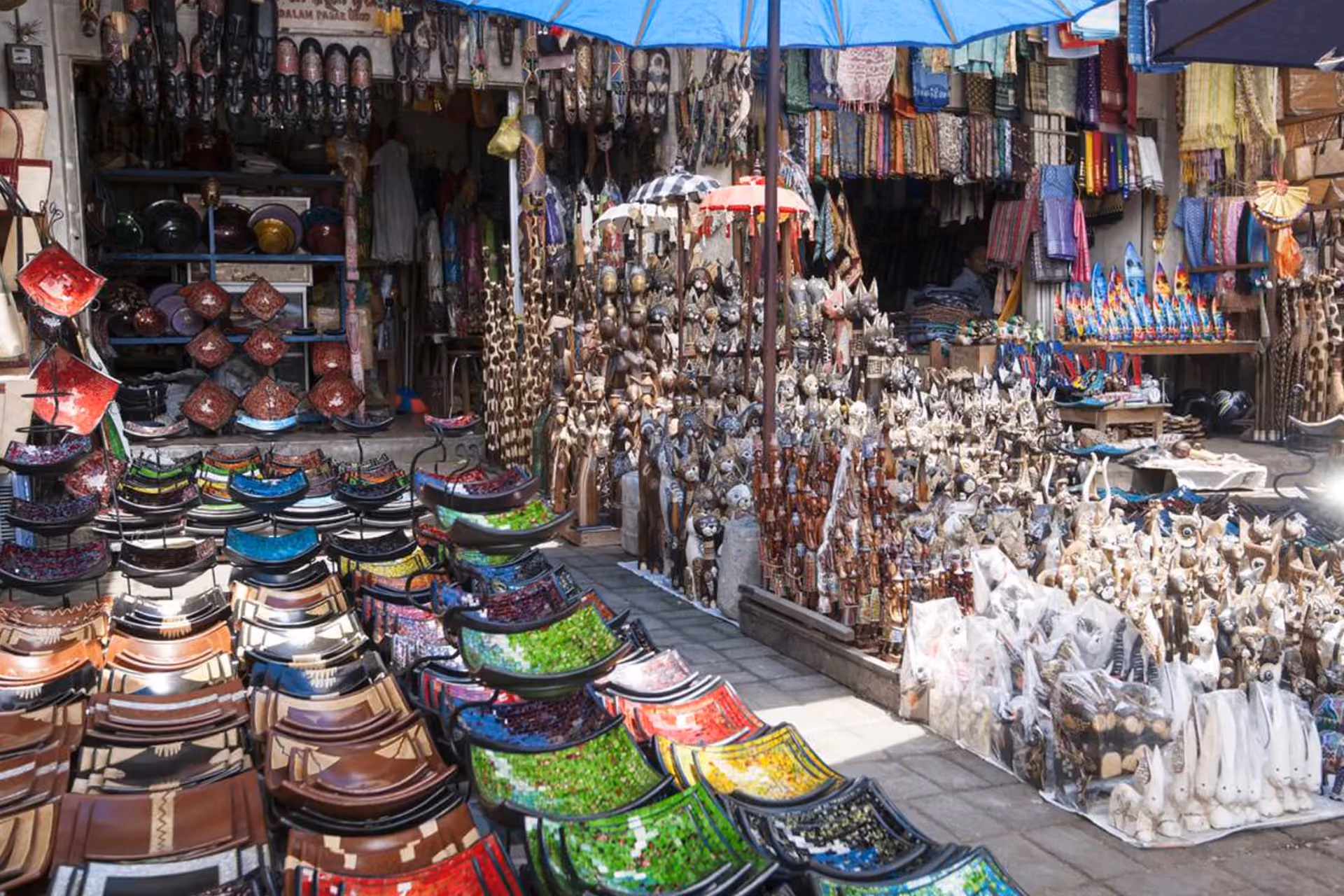 Items on display at a shop in Sukawati Art Market