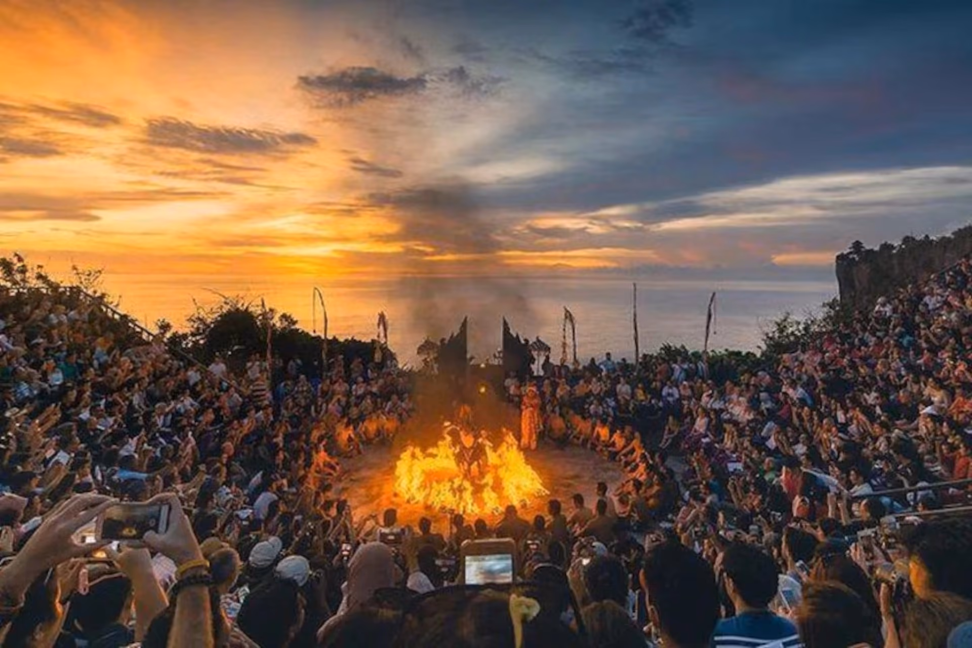 Traditional Kecak and Fire Dance at Uluwatu Temple.