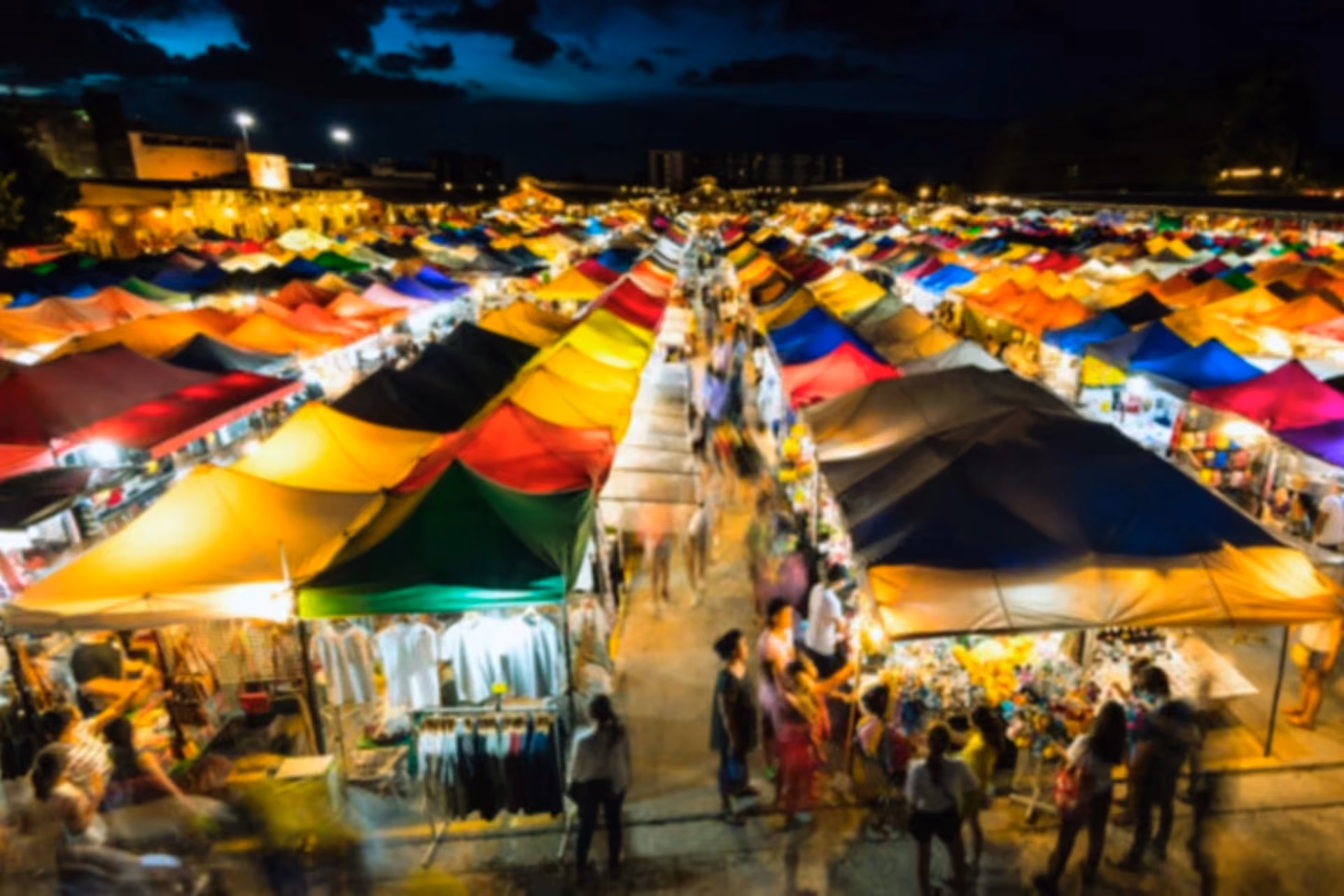 Shops lined up in Kuta Night Market