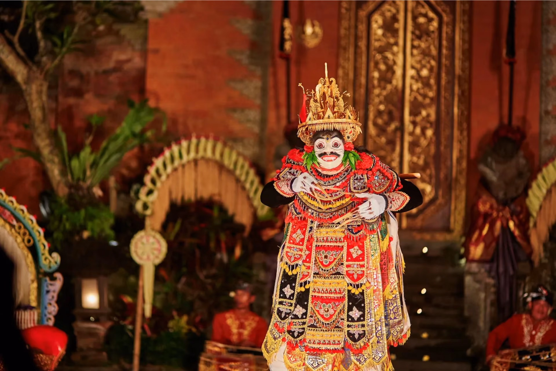 Traditional Balinese dance performance at the Royal Palace Cultural Night in Ubud.